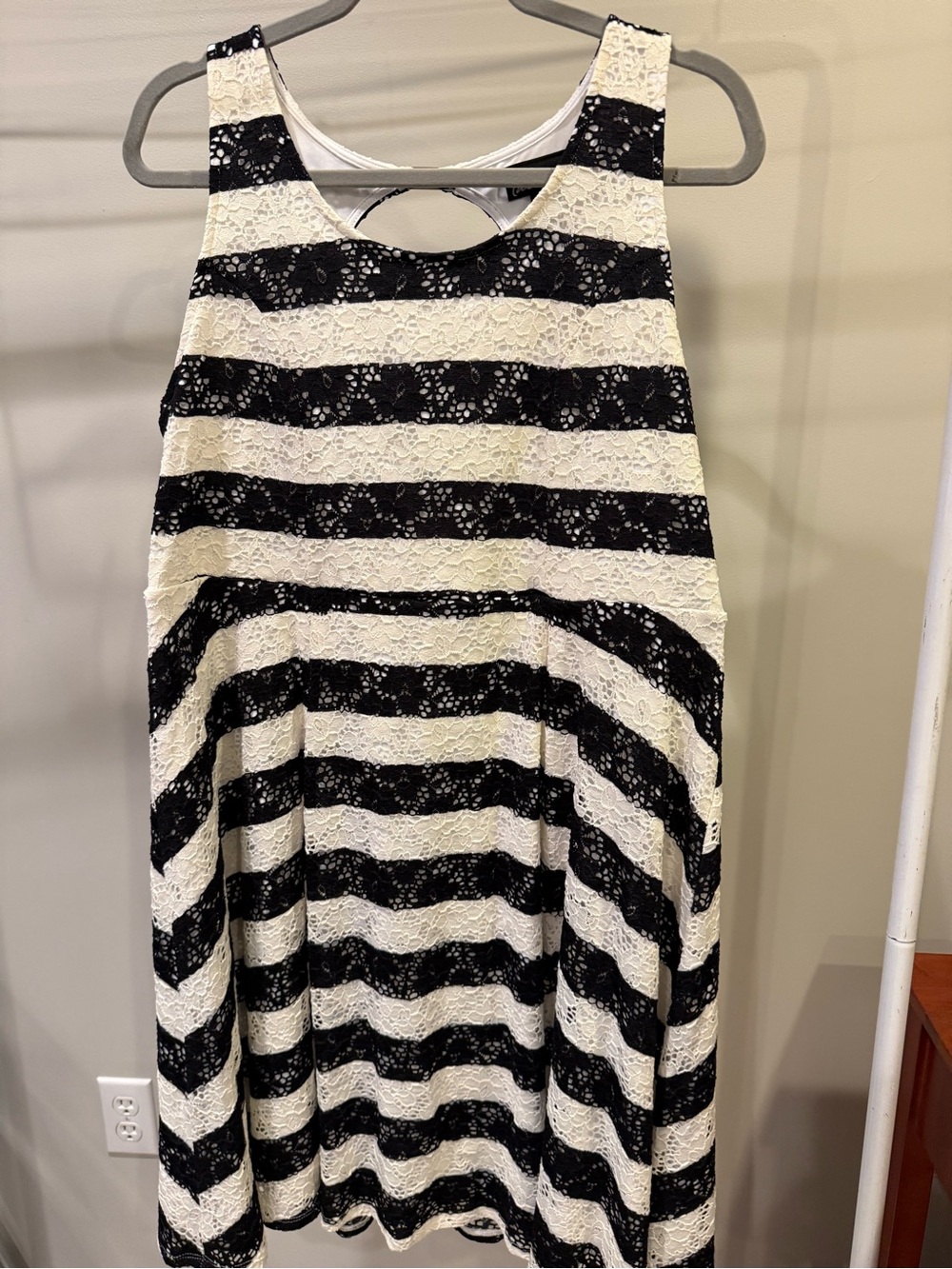 Lane Bryant Black and White Lace Striped dress
